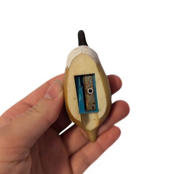 Vintage Painted Duck Pencil Sharpener 1970s Mallard Office Figurine Brown Black - Picture 2 of 7